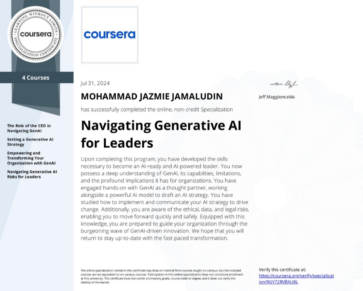 Navigating Generative AI for Leaders Specialization