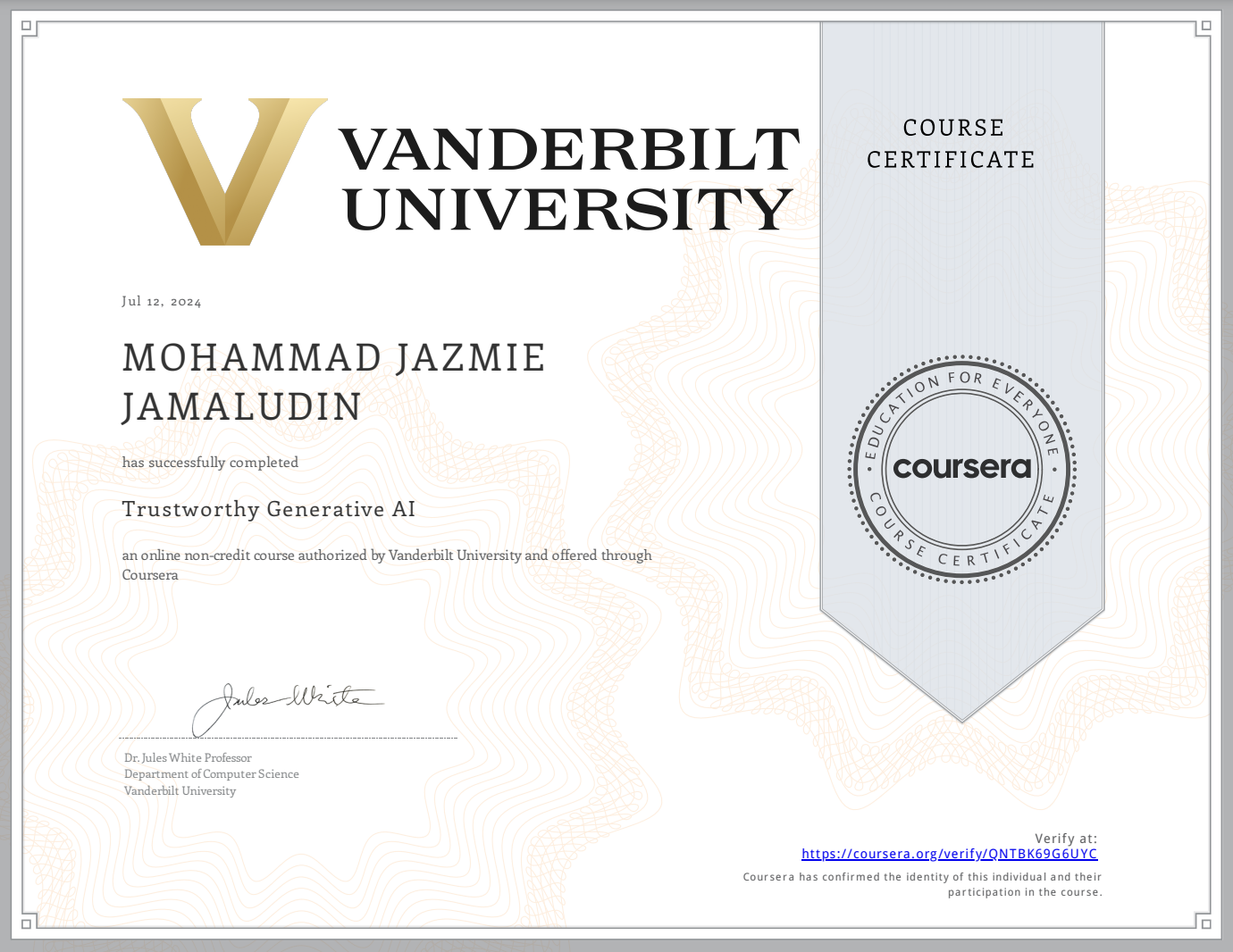 Trusworthy Generative AI